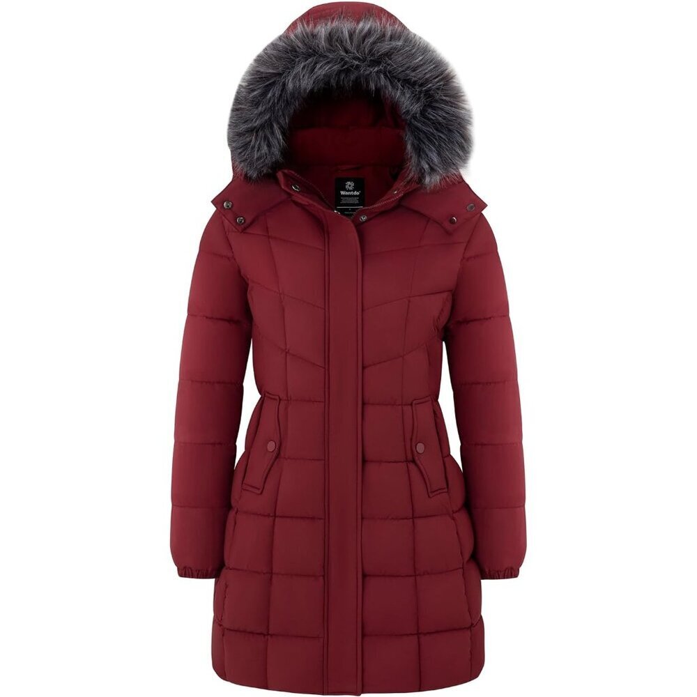 Women's Wine Red Winter Puffer Jacket Coat Winter Coats For Women
